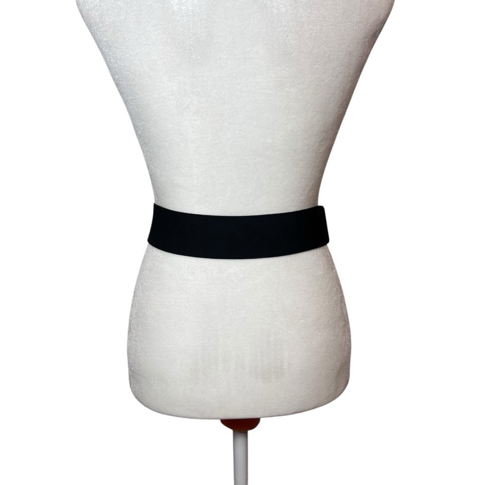 Sequin Statement Belt Black Silver Stretch Wide W… - image 4